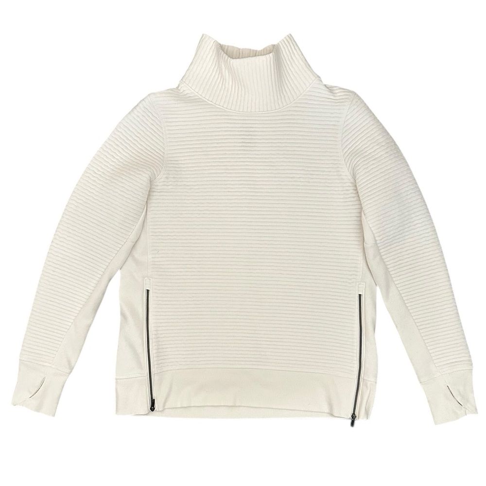 All in Motion Quilted Pullover Turtleneck Sweater, Off White